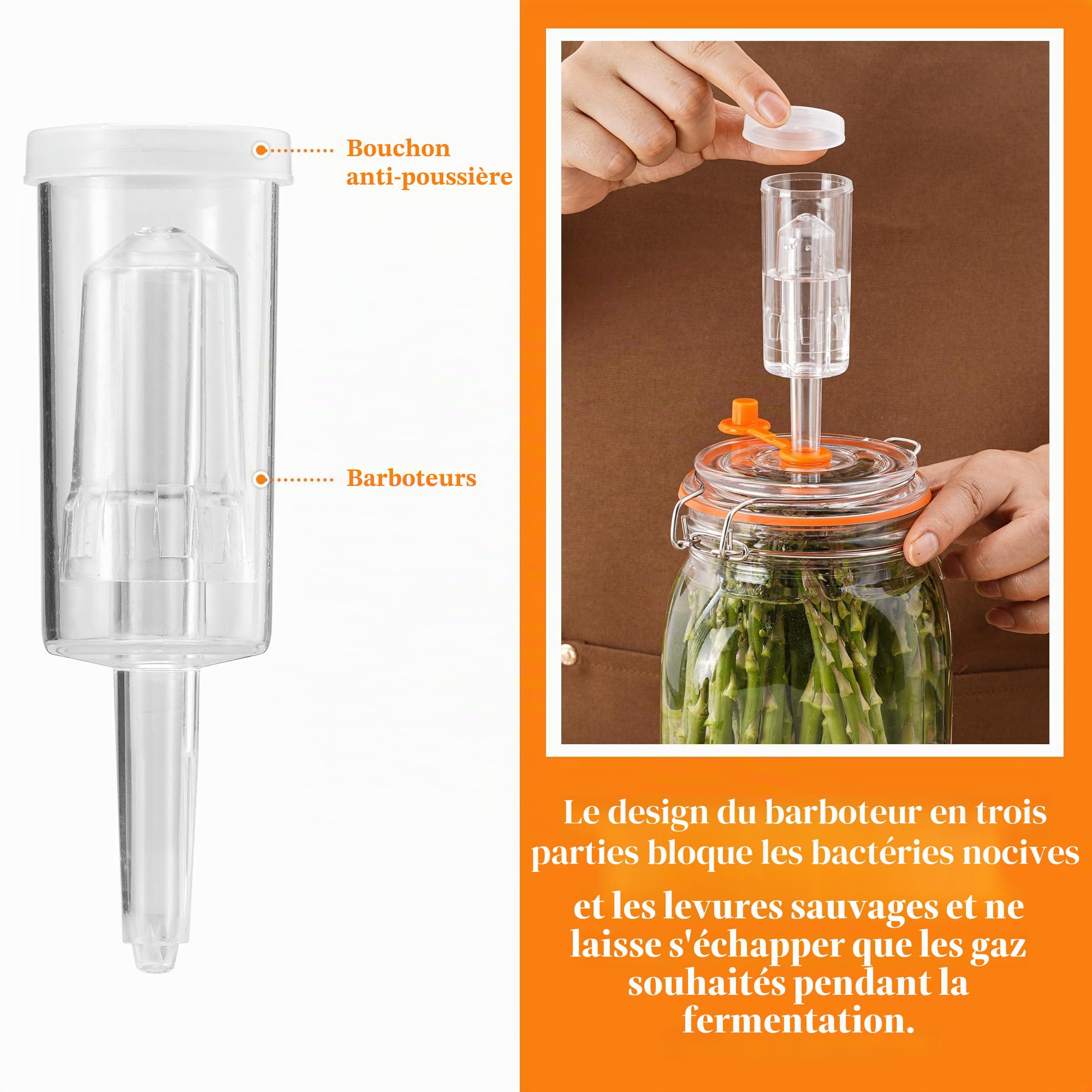Lot de 2 bocaux de fermentation de 2 L avec poids et verrou d'air, kit de fermentation pour choucroute, kimchi, kombucha et cornichons