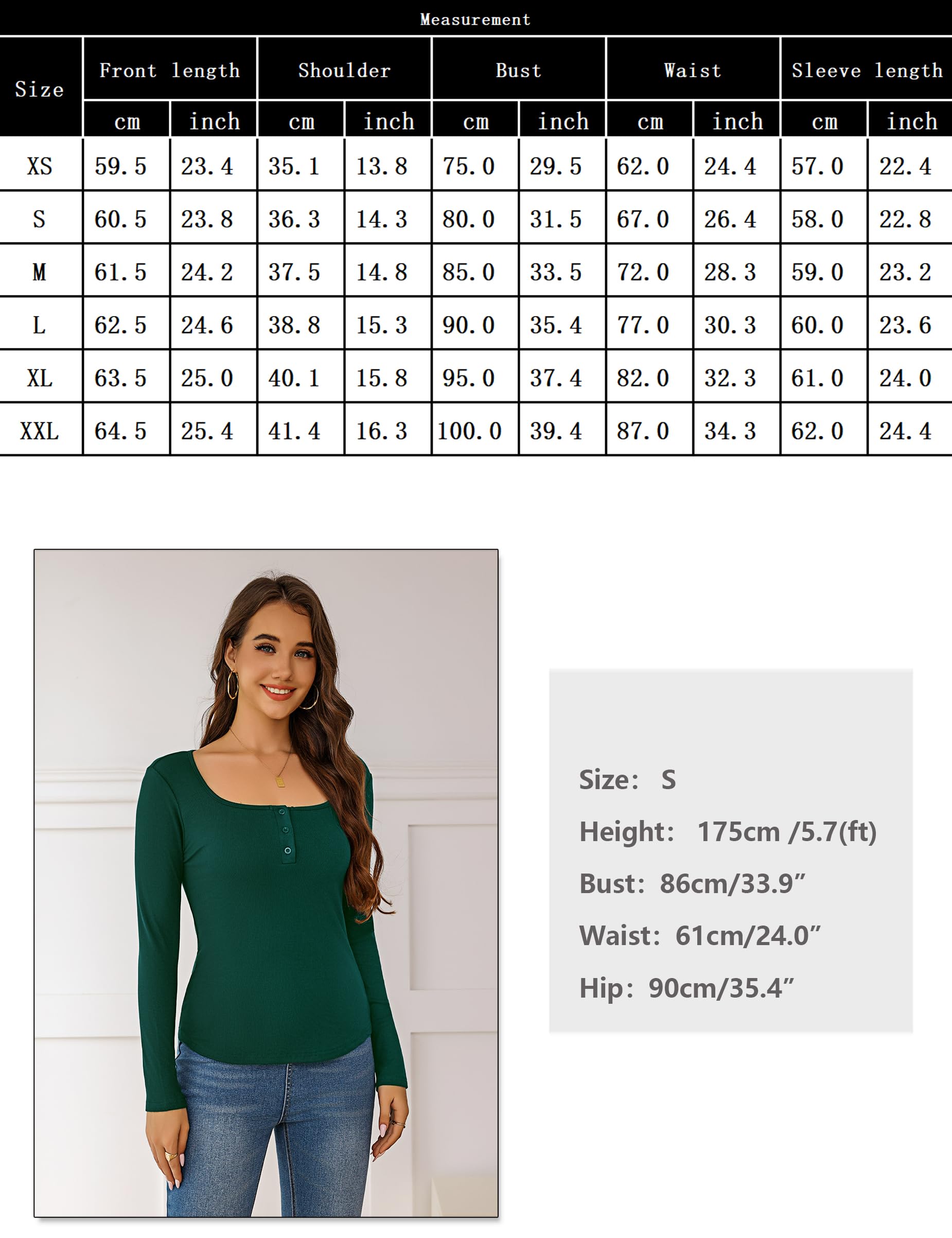 Litherday Koszulka z długim rękawem damska seksowna elegancka koszula Basic Shirt Y2K krótki top slim fit okrągły dekolt koszulki