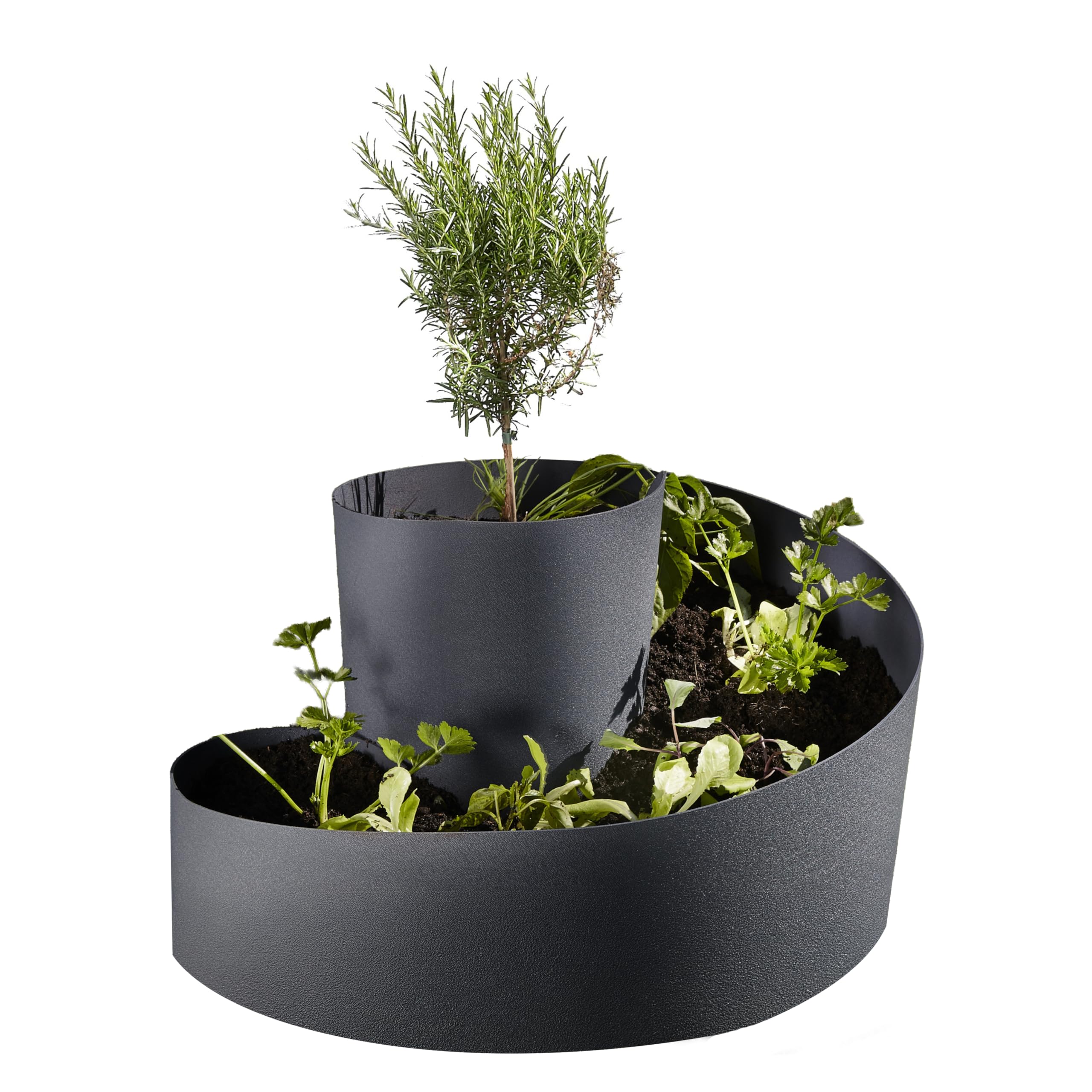 Koll Living Kräuterspirale/Blumenspirale | 110 Liter, 35 x Ø55 cm | aus Kunststoff, Anthrazit | langlebig, witterungsbeständig, UV-resistent, formstabil