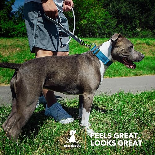 Miniatura 6 de SparklyPets Collar ancho resistente para perro con hebilla cromada de liberación rápida, collar táctico para perro con rayas reflectantes y forro