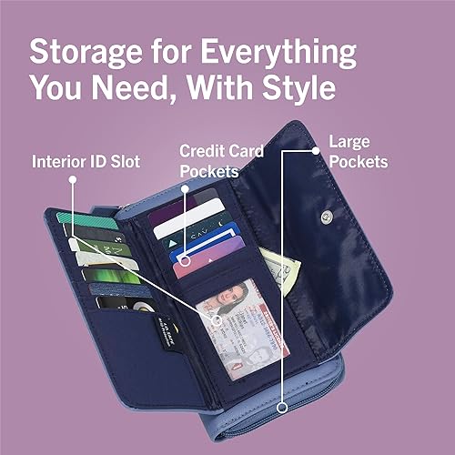 Miniatura 3 de Nautica Bulk Cargo Cartera RFID para mujer con cremallera alrededor del organizador (Aloha) Rosa