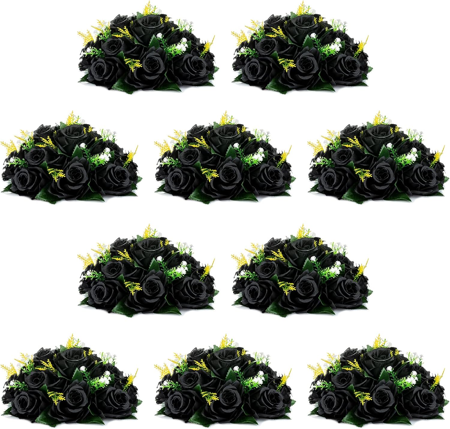 NUPTIO Black Roses Artificial Flowers Pcs of 10 Fake Flower