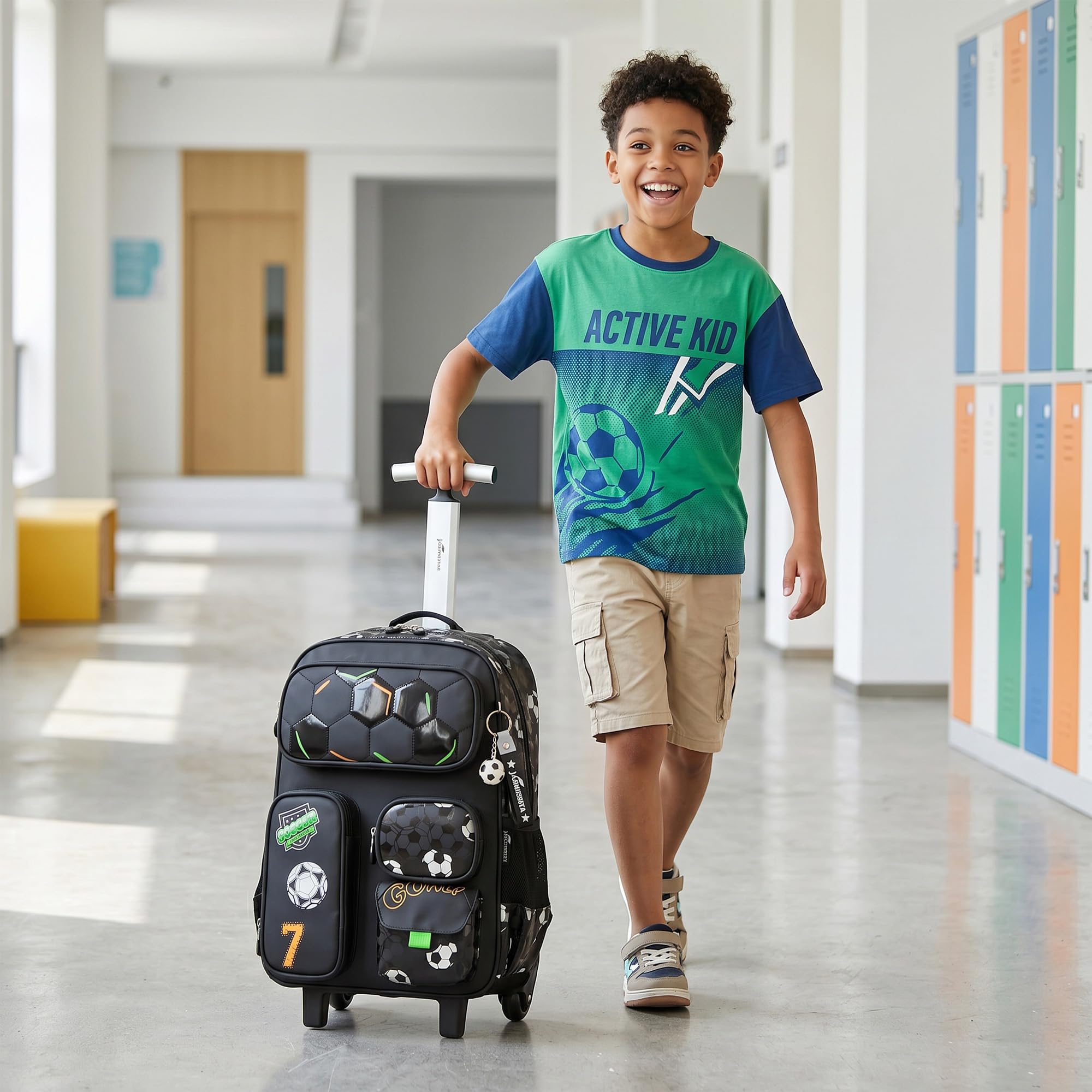 HTgroce Mochilas Escolares Niños con Ruedas,Mochilas Trolley 3 en 1 Bolsa de Estuche Equipaje de Viaje
