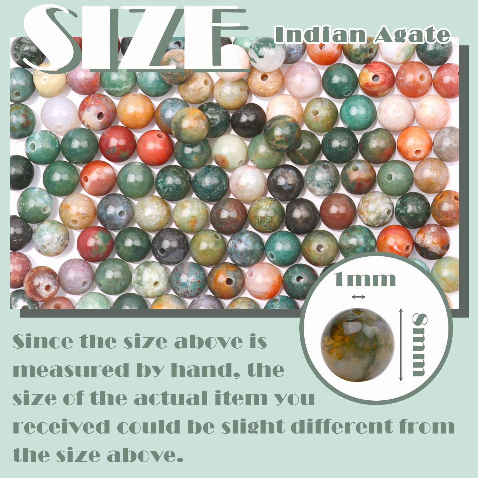 8mm Round Indian Agate Gemstone Beads - Image 2