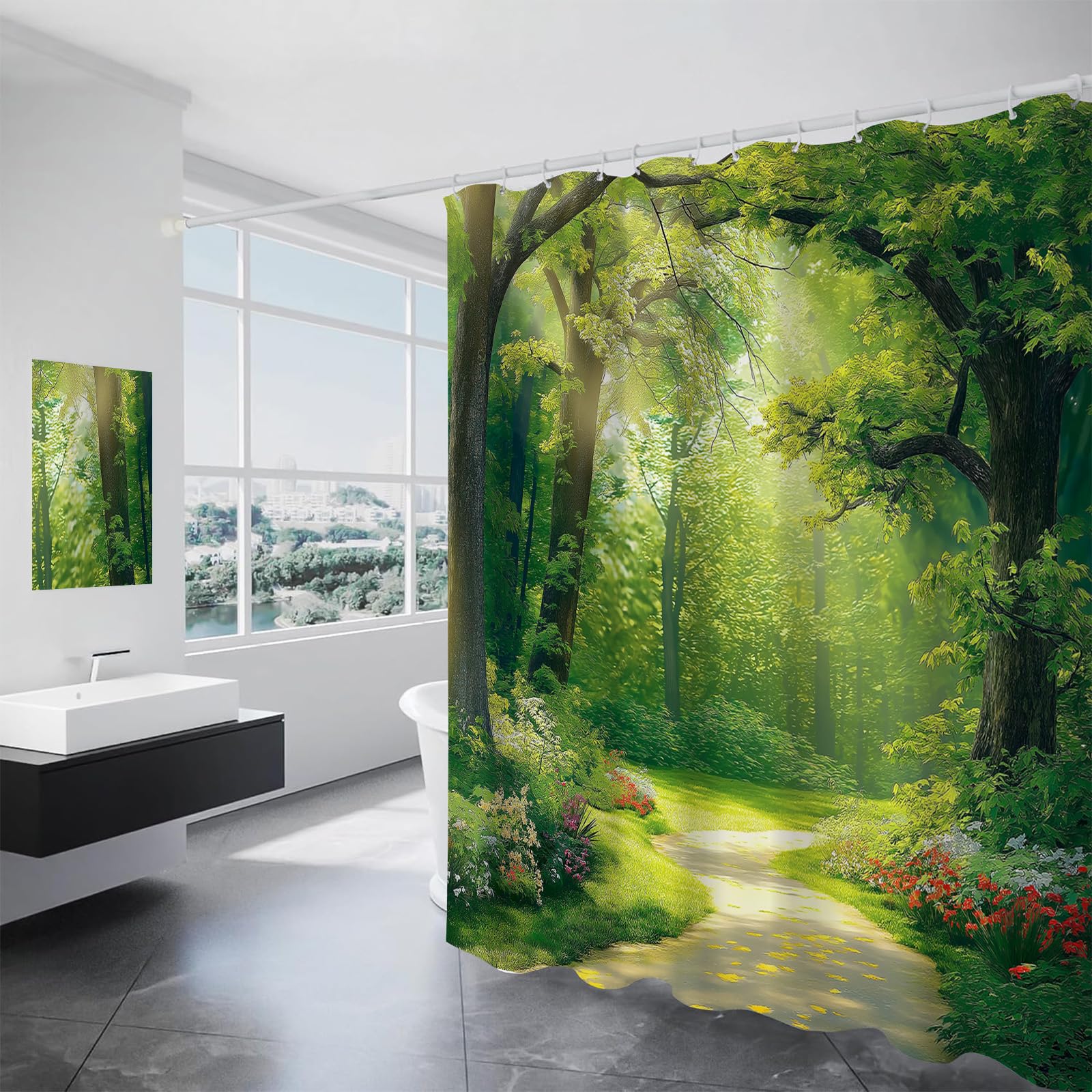 Rideau Salle Bain 240x200cm pour baignoire esprit prairie