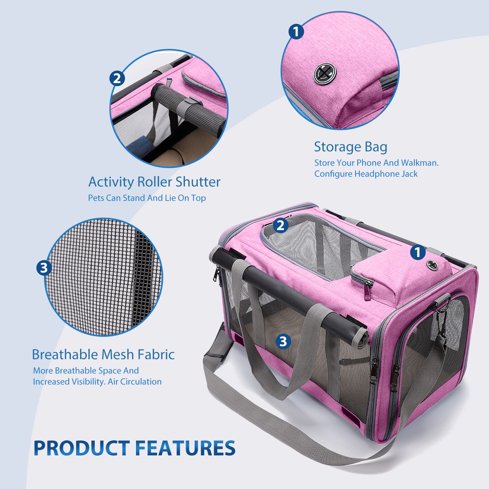 PETCUTE Trasportino per Cani,Trasportino per Animali Portatile e Pieghevole, Carico Massimo 9kg,Approvazione Della Compagnia Aerea,Borsa da Viaggio per Cuccioli e Gatti con Coperta e Tracolla