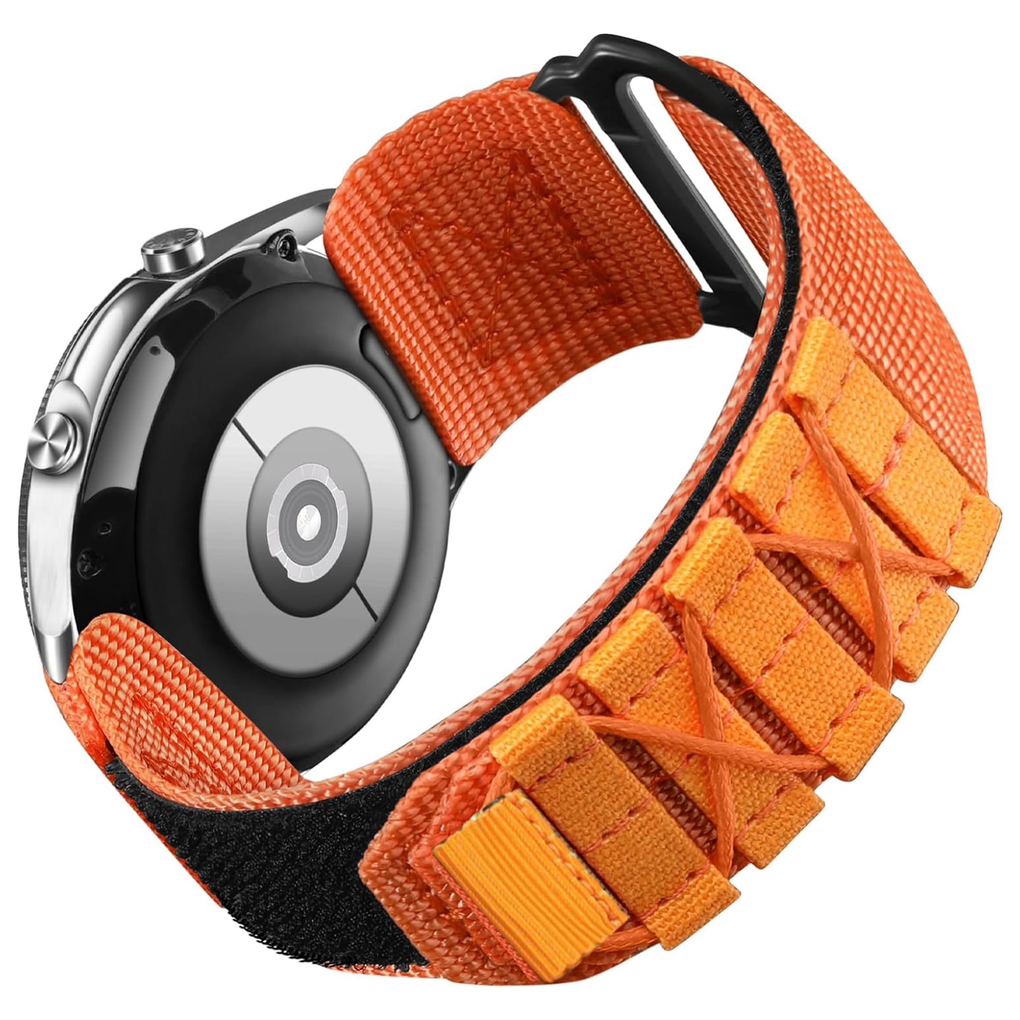 Lamshaw Compatible for Blue Tees Golf Playmaker+ Bands, Quick Release Rugged Nylon Sports Strap with Woven Loop Design Compatible for Blue Tees Golf Playmaker+ GPS Golf Watch (Cross Nylon-Orange)