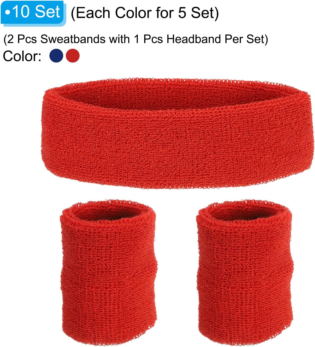 PATIKIL Sweatbands Headband Wristband, Sweatband Terry Cloth for Sports Basketball Tennis Athletic Gym Working Out,