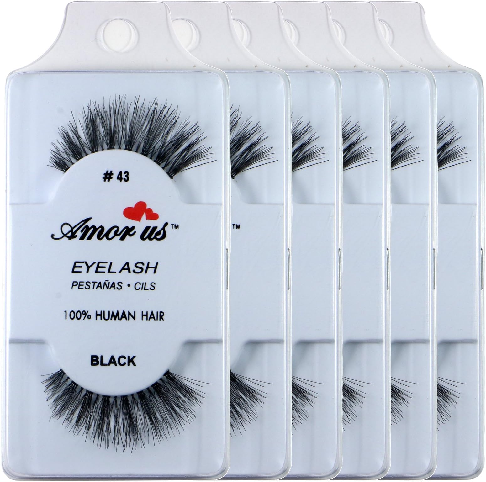 6 Pairs Amorus 100% Human Hair False Eyelashes Made in Indonesia #43