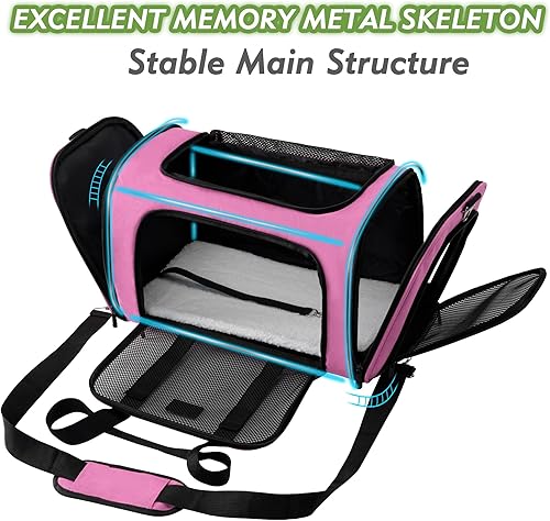 Miniatura 2 de Transportador para perros y gatos, aprobado por aerolíneas, para perros pequeños, medianos, gatos, cachorros, plegable, de lados suaves, bolsa