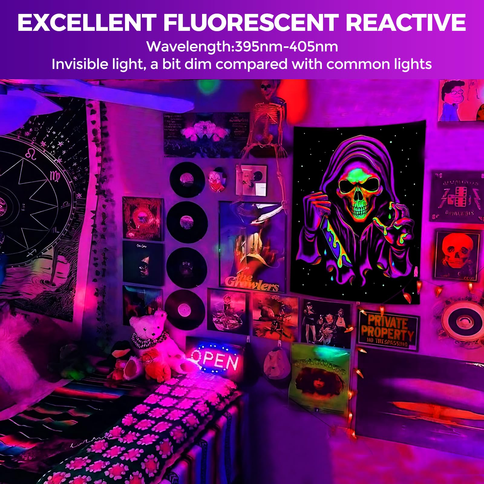 Foco de luz negra de 30 W, LED de alta potencia para exteriores, luz negra, enchufe IP66, impermeable, foco de luz negra de 395 nm para fiesta brillante, Halloween (paquete de 2)