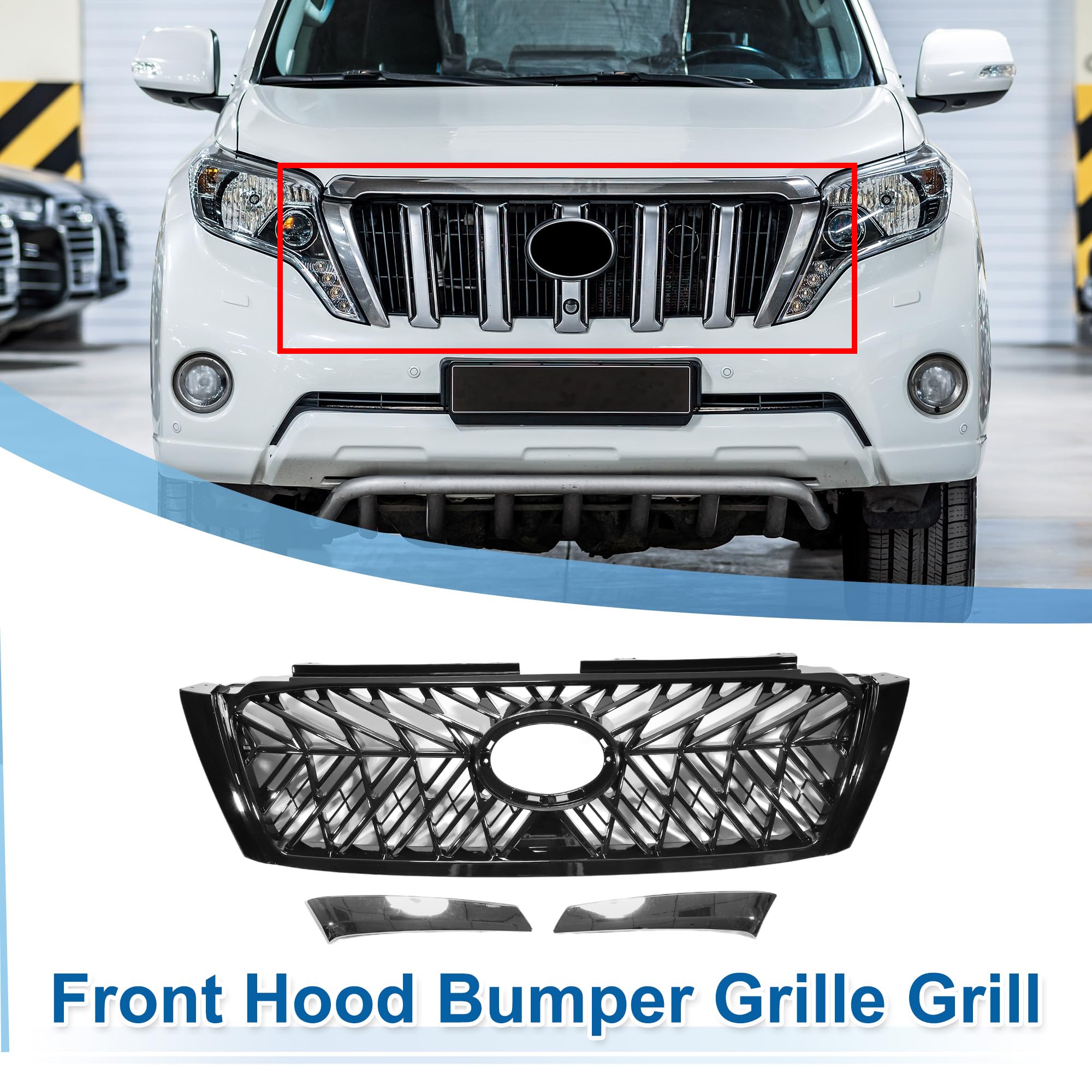 Grille De Calandre Toyota Land Cruiser Prado FJ150 (2017) – Noir Chromé, Neuve