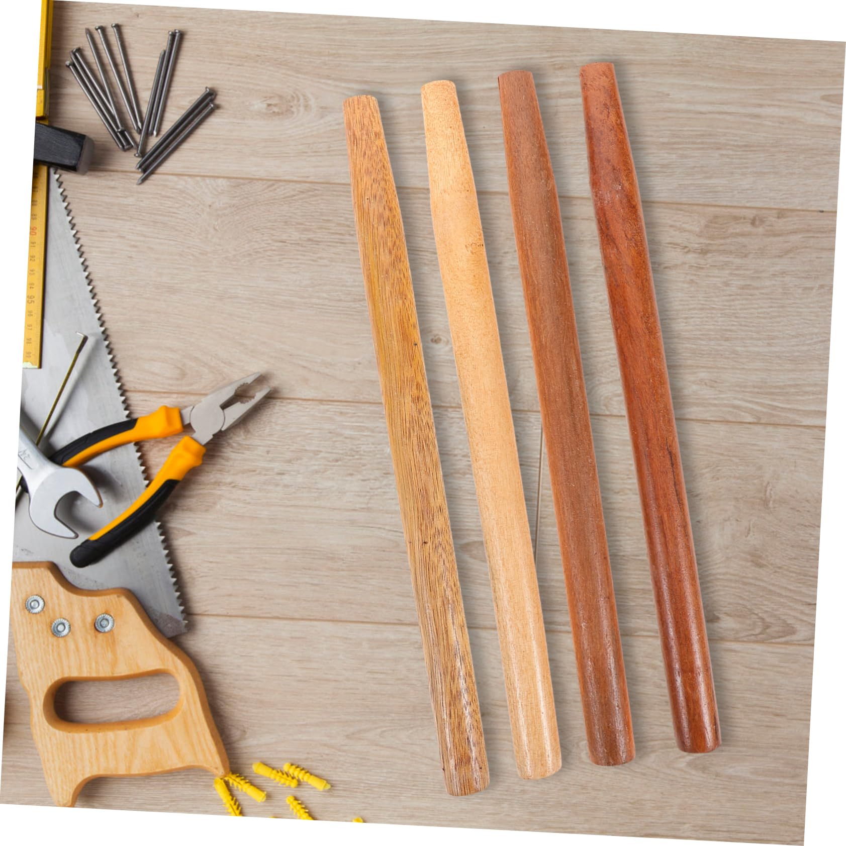 BESTonZON 4 Stück Holzstiel für Werkzeuge mit Langem Ergonomischem Griff Hartholz Ersatz Griff für Schaufeln und Hacken für Gartenarbeit und Landwirtschaft