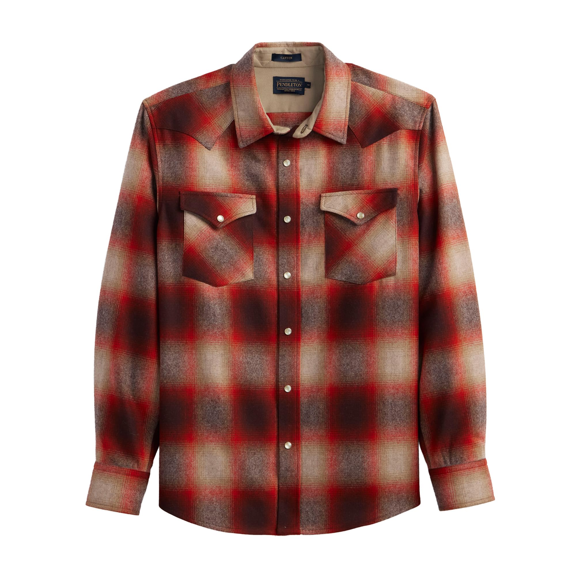 Pendleton Canyon Men's Shirt, Long Sleeve Flannel Shirt, 100% Virgin Wool - Regular Fit