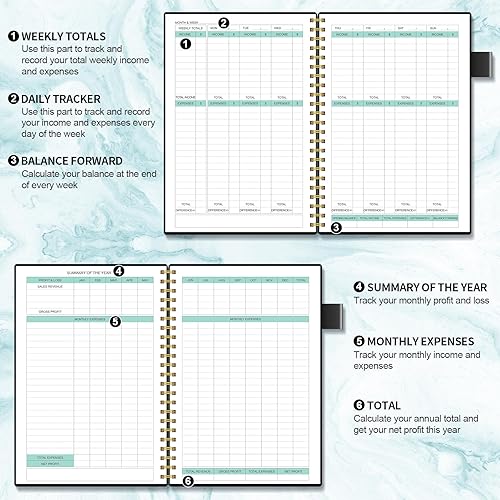 Miniatura 2 de Regolden-Book Rastreador de ingresos y gastos, libro de contabilidad contable para pequeñas empresas, cuaderno de registro de contabilidad con