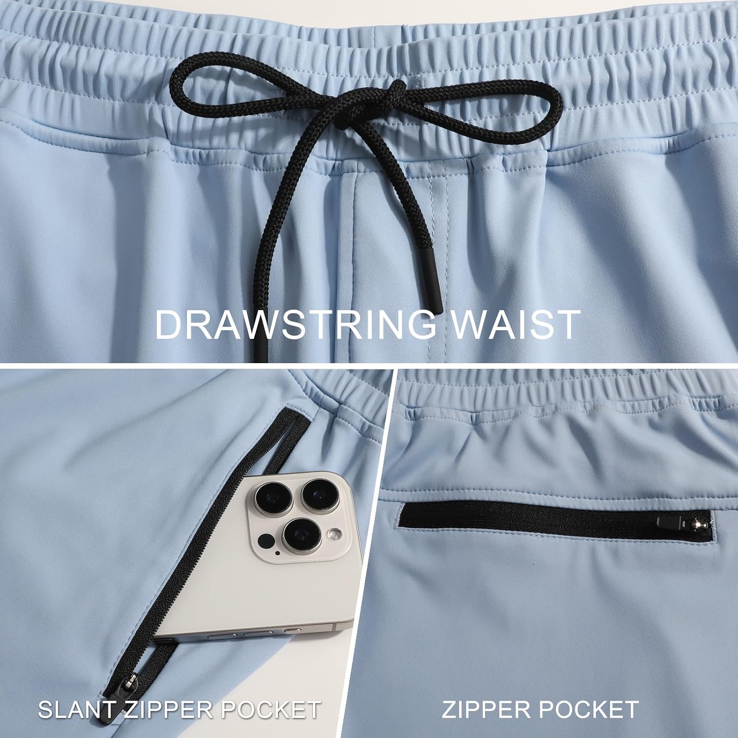 Surenow Men's Running Sweatpants Tapered Joggers for Men with Zipper Pocket | Breathable, Lightweight ，Quick Dry，Drawstring， Tapered Joggers，Athletic，Workout, Jogging, Running Pants with Zipper Pockets