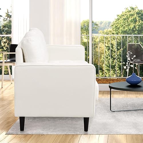 Miniatura 4 de Sofá moderno de mediados de siglo de 75 pulgadas - Cómodo sofá de 3 plazas con asiento y cojín de respaldo copetudo para sala de estar, dormitorio,