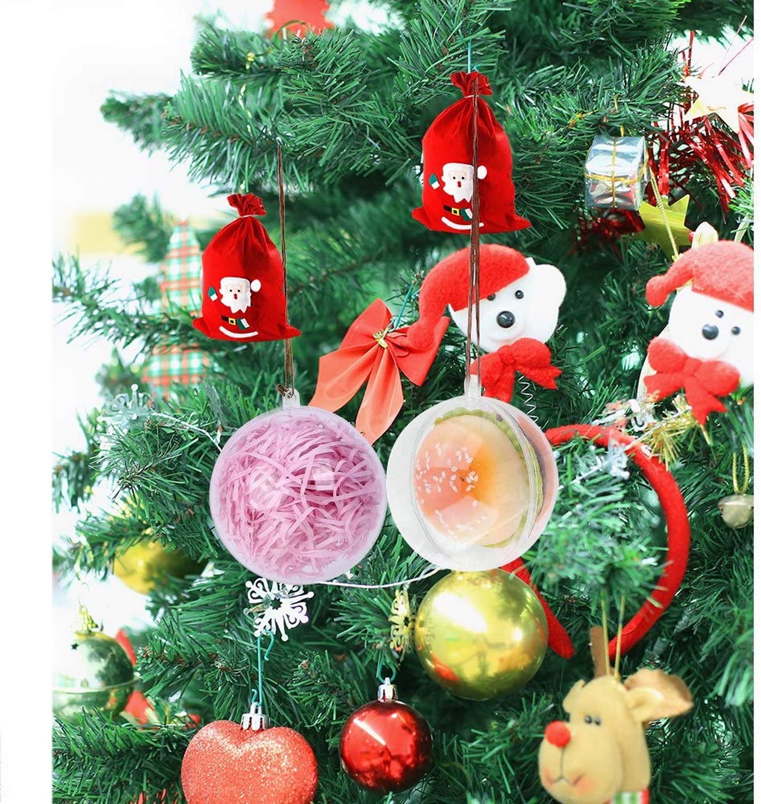 10 stuks transparante platte kerstbal, doe-het-zelf plastic boomballen