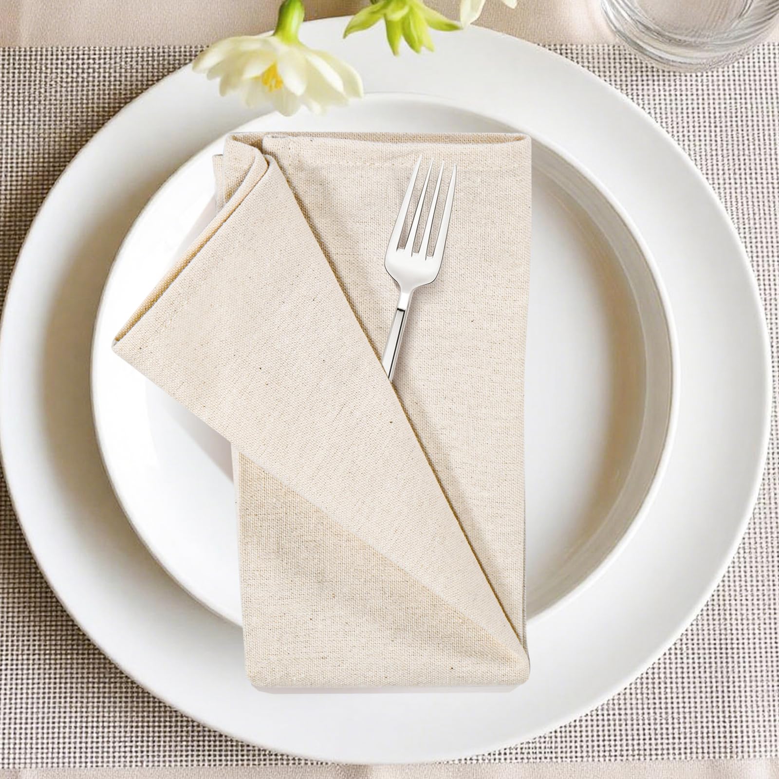 6 servilletas de lino y algodón, 42 x 42 cm, servilletas de gasa reutilizables para fiestas, bodas, hogar, despedidas de soltera, decoración de mesa, color beige