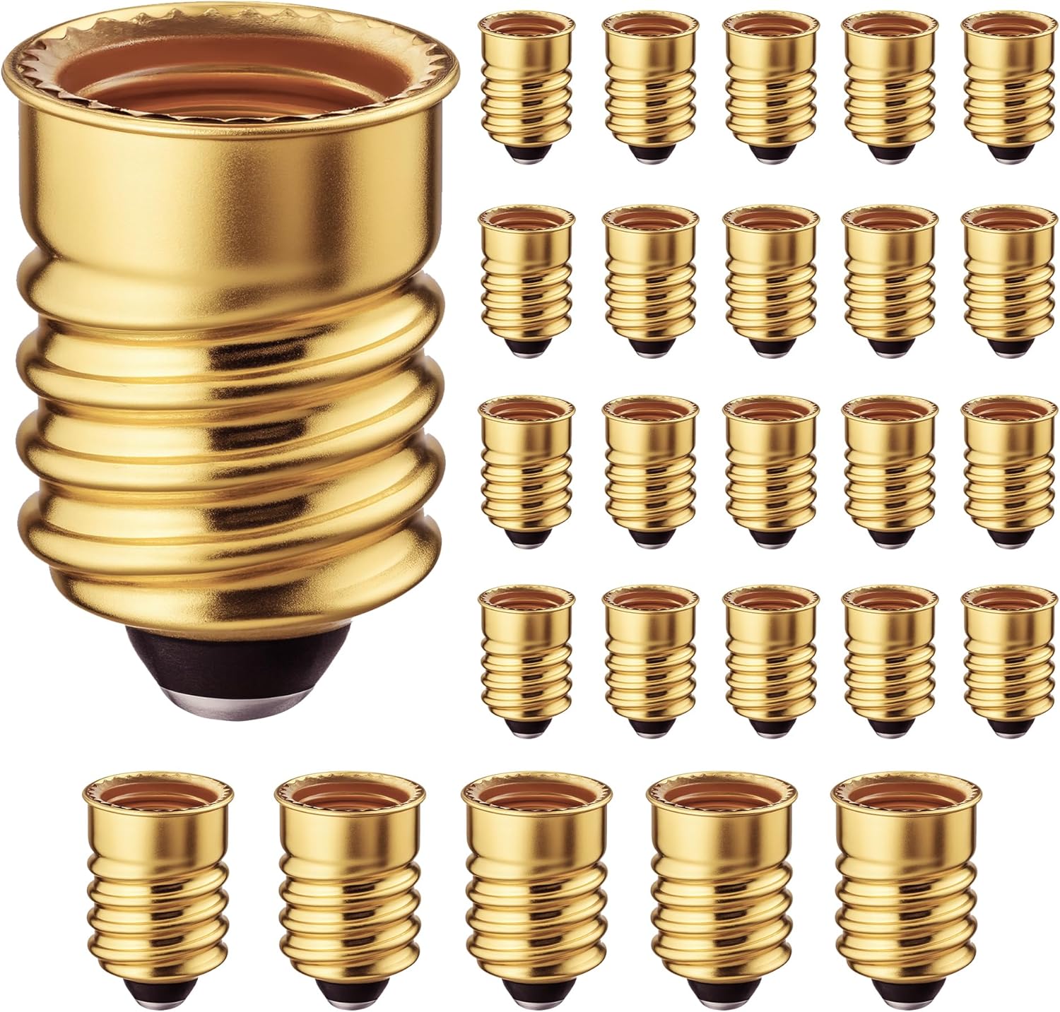 (25 Pack) European Base (E14) to Candelabra Base (E12) Socket Reducer Adapter