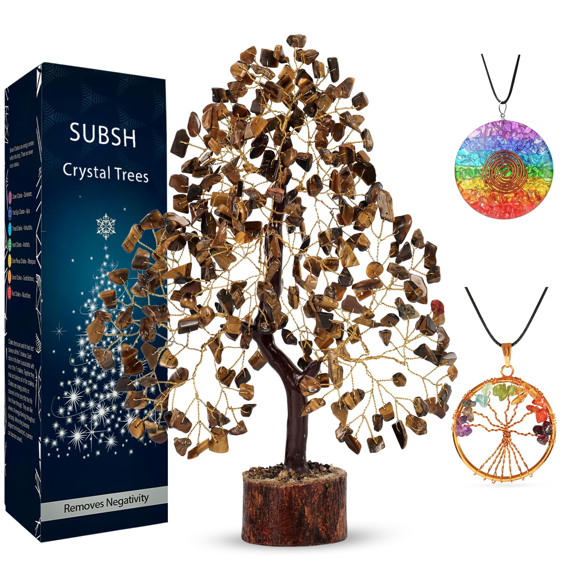 Tiger Eye Gemstone Tree, Crystal Tree, Home Decor, Birthday Gifts for Women, Office Desk Decor, Bonsai Trees for Positive Energy, Crystals & Healing