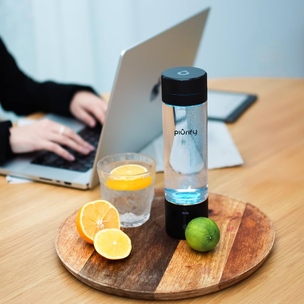 PIURIFY Hydrogen Water Bottle - Black. Food Grade Body Tumbler; Spe/pem  Technology, Generates Real 3000ppb Pure Hydrogen Rich Concentration. Dupont  Membrane, Purification Vent, OLED Display. : Amazon.in: Home & Kitchen