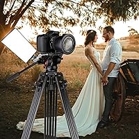 Vista 16 de Video Tripod, COMAN 74" Professional Metal Heavy Duty Camera Tripods with Adjustable Damping Fluid Head, Dual-Mode QR Plate Compatible with DJI RS4