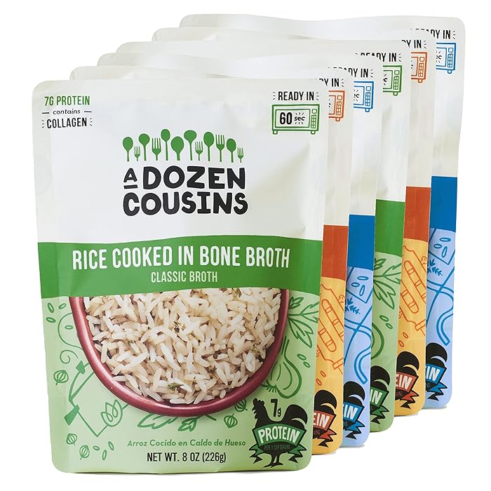 Buy A Dozen Cousins Microwave Rice Cooked in Chicken Bone Broth 7g