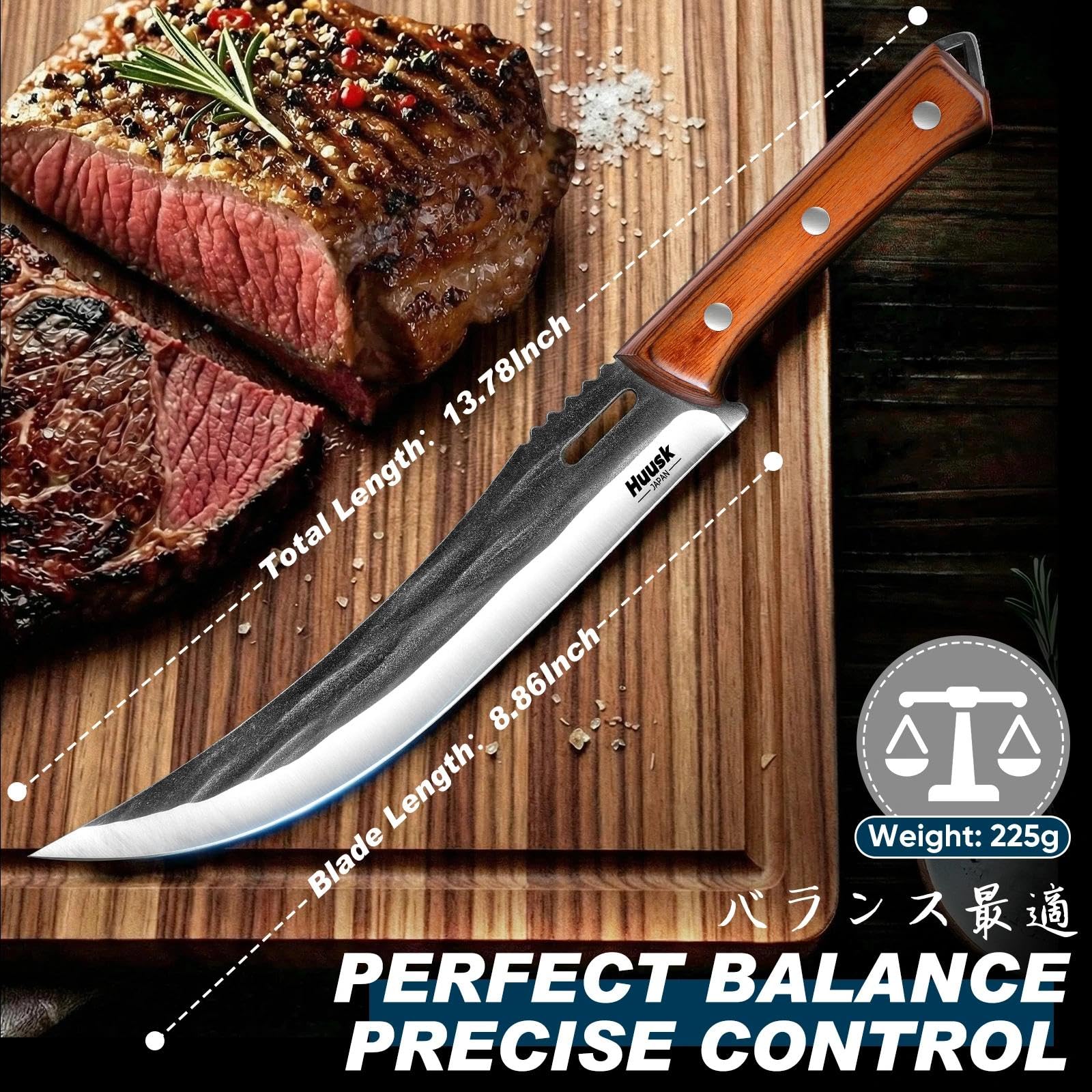 Huusk Japanese High Carbon Steel Carving Knife with Ergonomic Handle — Amazon image 6