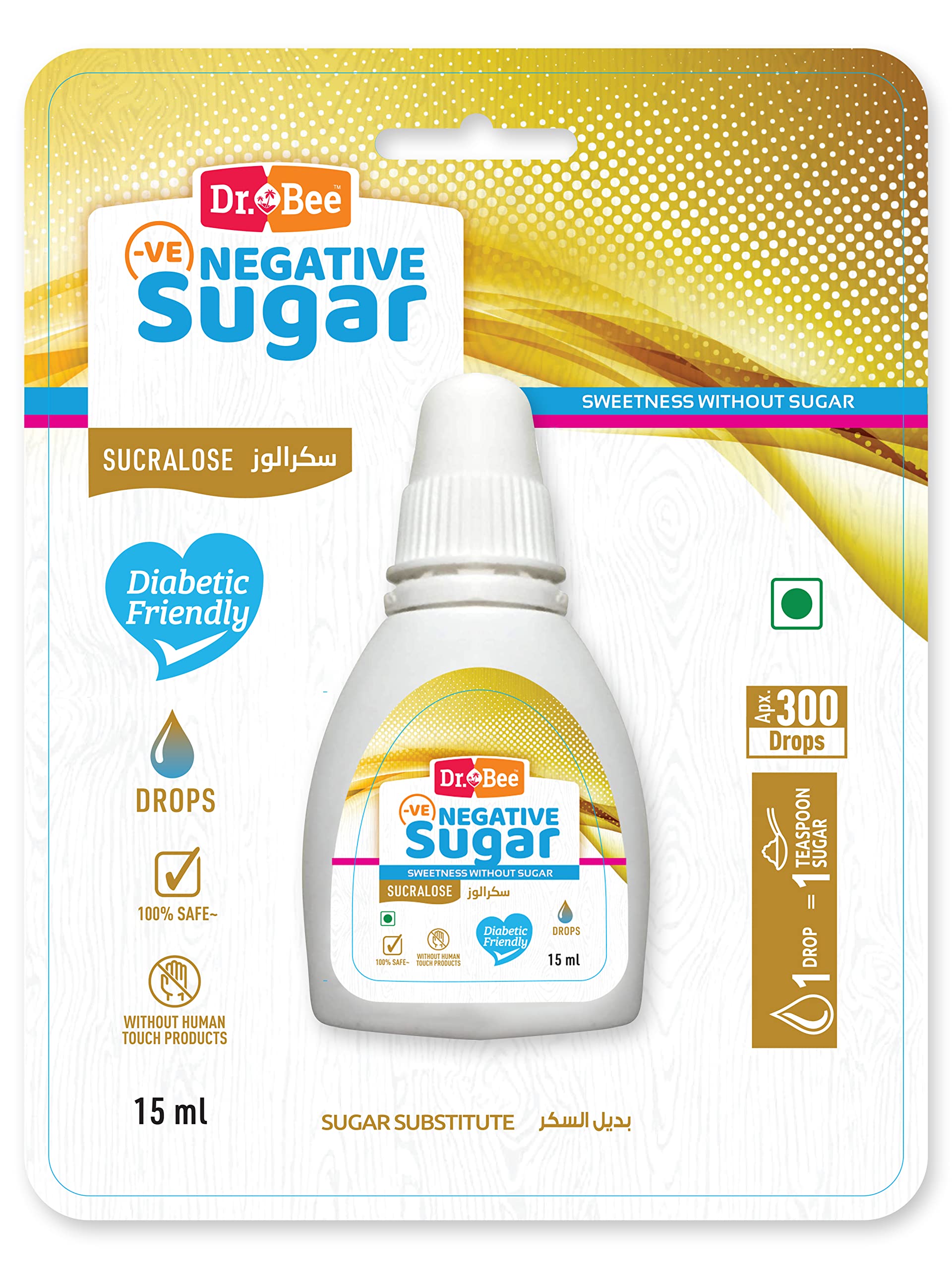 Dr.Bee Negative Sugar Drops | Sucralose | 15ml (Approx 300 Drops) | Sweetness without Sugar | Diabetic Friendly