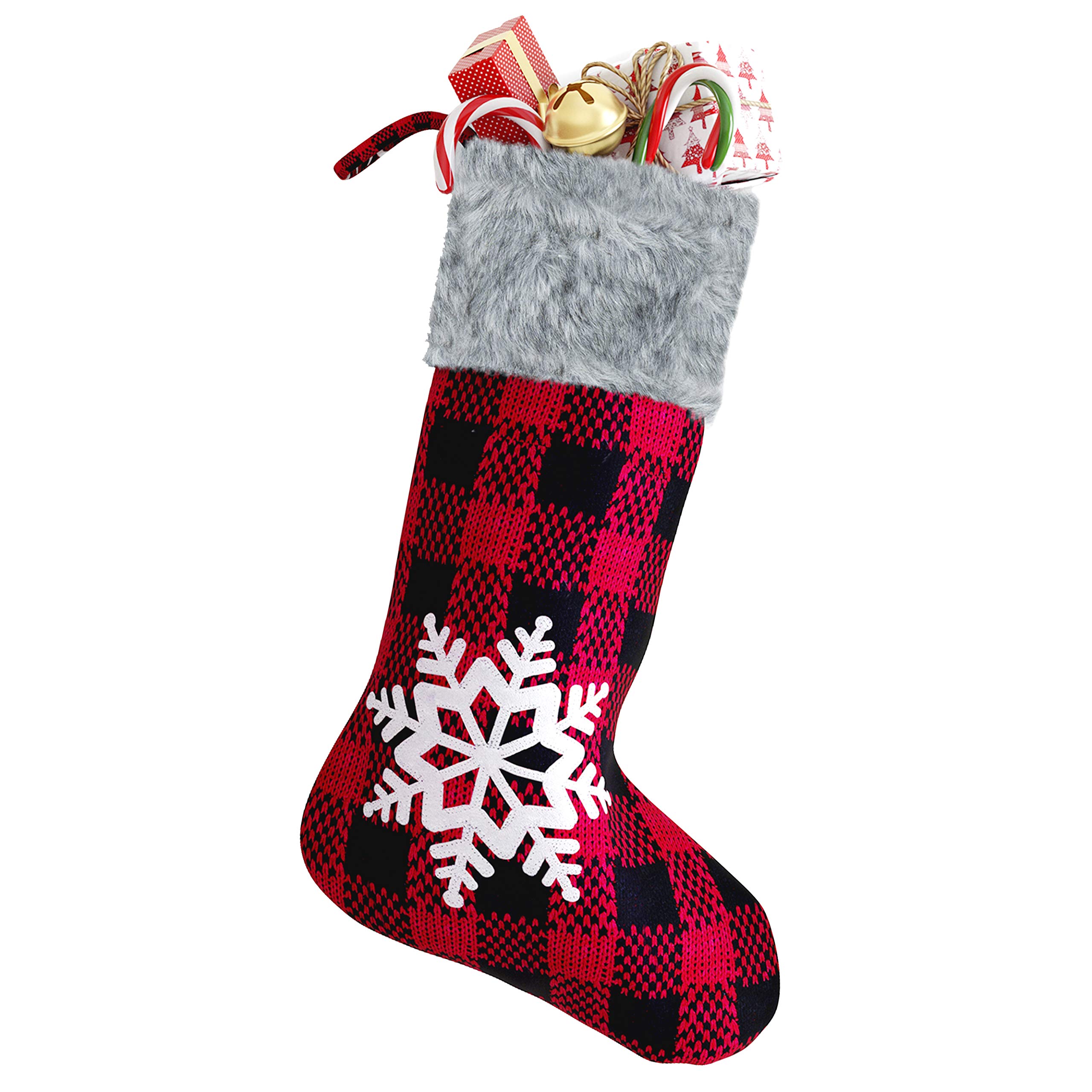 Festive, Large Red Plaid Sweater Knit 