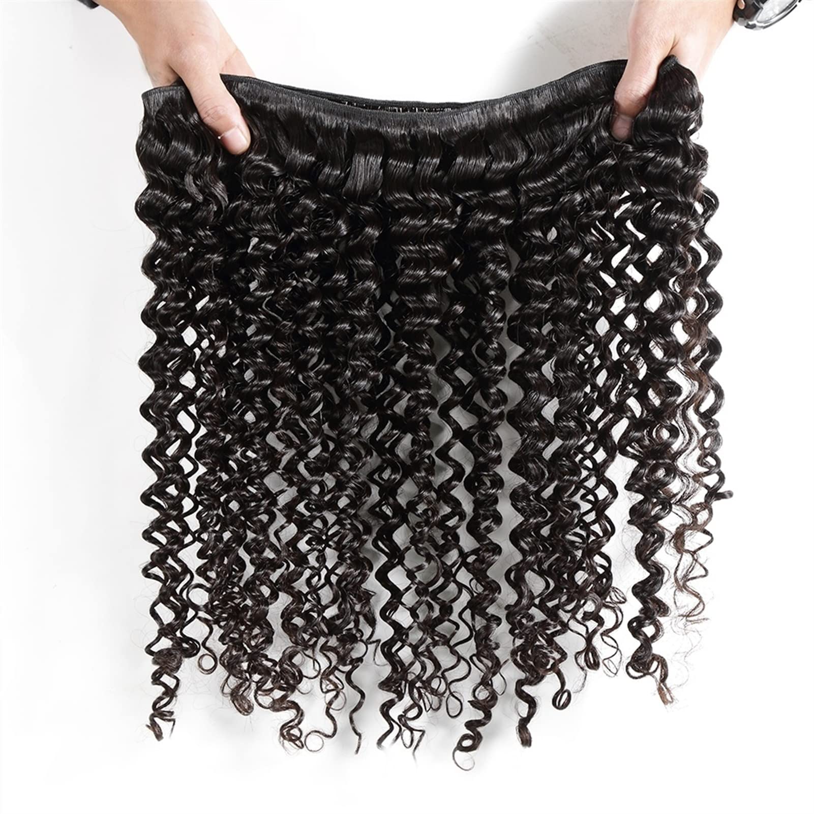 TOMYEUS Human Hair Bundles 20-80 cm, wiązka głębokich fal, z zamknięciem koronkowym, brazylijskie, kręcone, ludzkie włosy, fala wodna, 3 wiązki 10 cm x 10 cm, splot, 130% gęstości