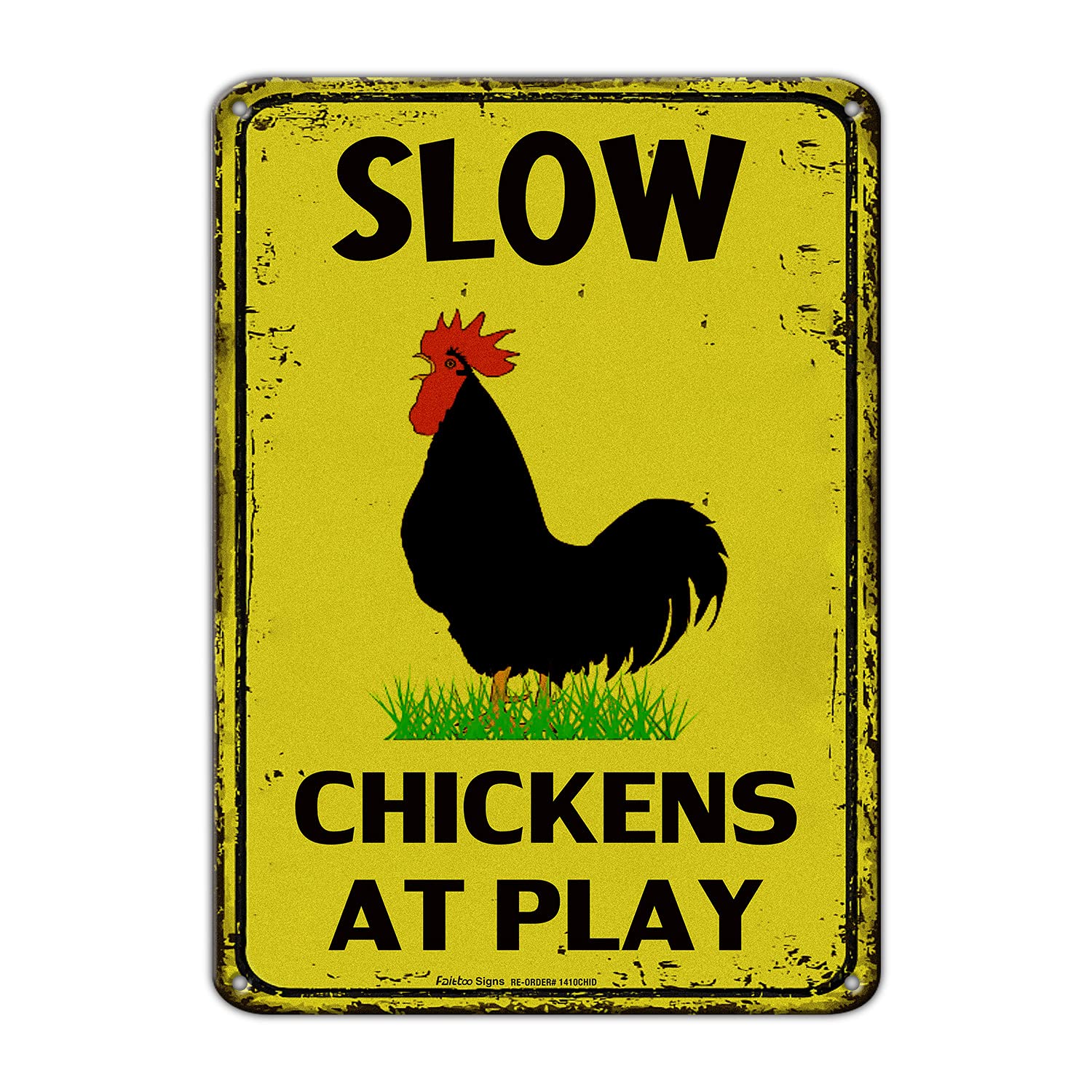 Buy Slow Chickens at Play Caution or Chicken Crossing Sign, 14x10 Inch