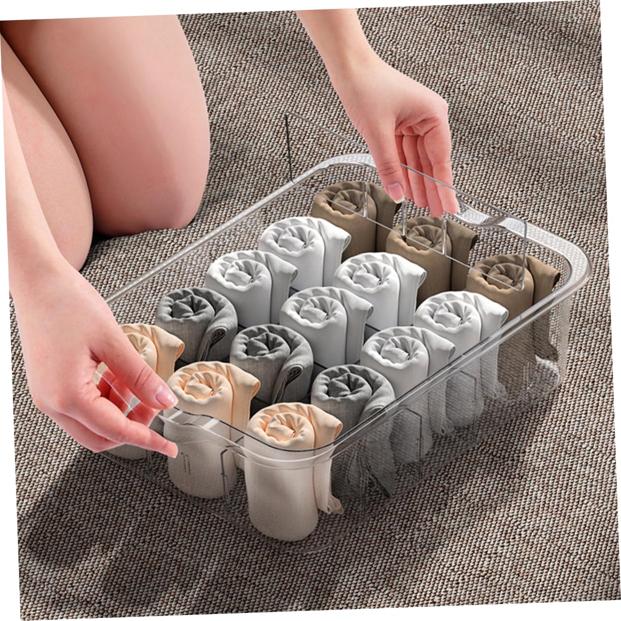 Schubladenbox für Socken mit 15 Fächern, Transparente PET Ausführung