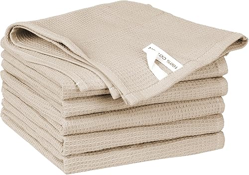 Miniatura 8 de uxcell Paños de limpieza reutilizables, paquete de 6 toallas de cocina de algodón con tejido de gofre, reutilizables y lavables, trapos para secar