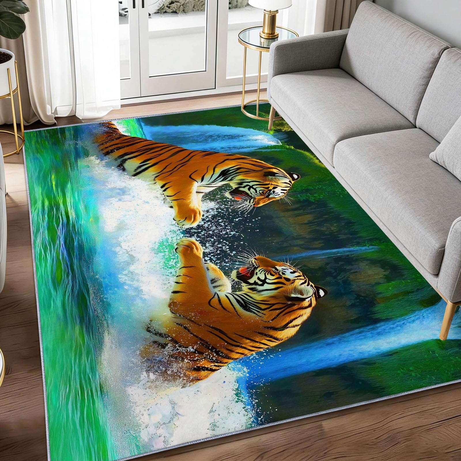 Alfombra verde oliva para pasillo y dormitorio fácil de limpiar