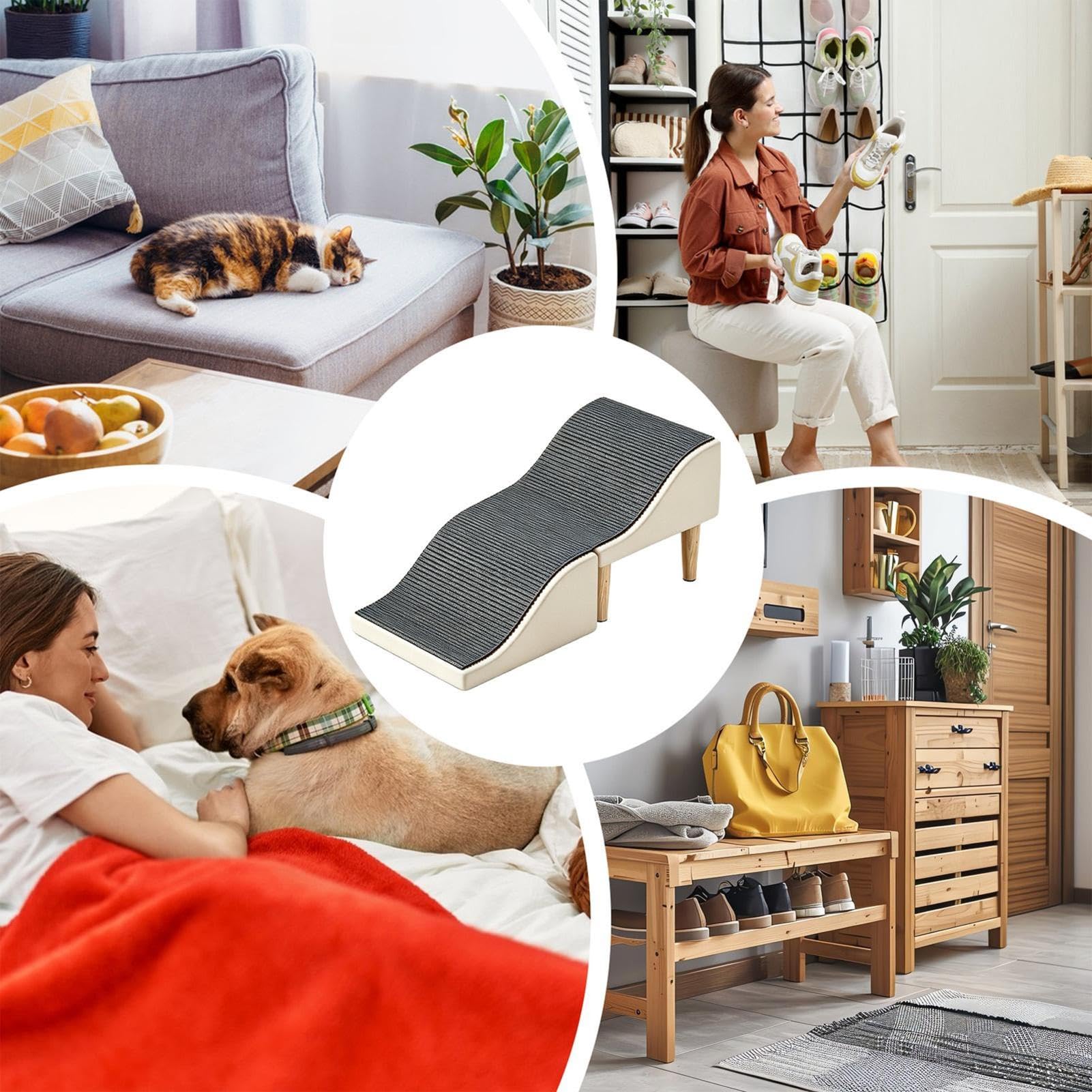 Hunderampe fürs Bett Faltbare verwandelbare Treppen-Ottomane aus Holz