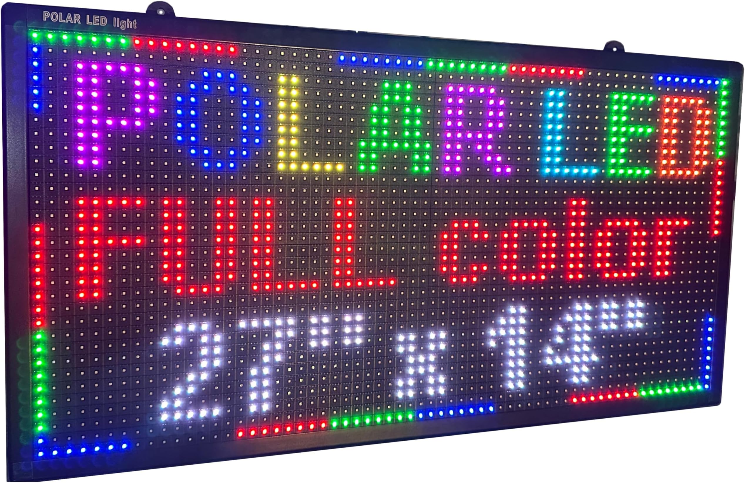 LED display 27"x14" with WIFI FULL color sign with high resolution P10 and new SMD technology. HIGH BRIGHTNESS programmable scrolling sign, Perfect solution for advertising, message board, for outdoor and indoor use .