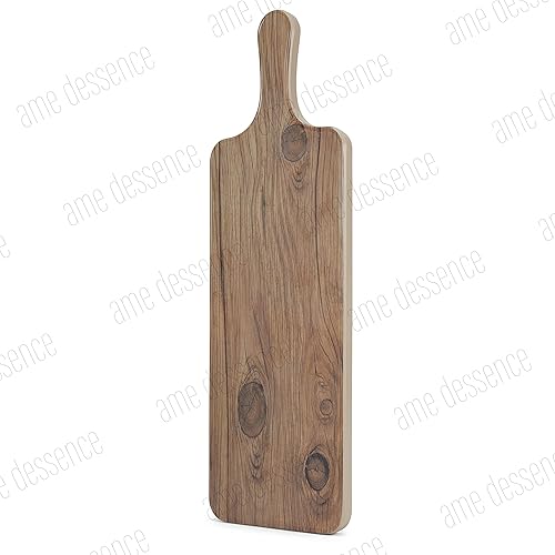 Miniatura 7 de AME D'ESSENCE Tabla de servir de melamina de mármol sintético de ónix de 12 12 x 5 12 pulgadas con asa para carne, queso, verduras, pan y embutidos