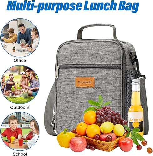 Miniatura 7 de Macadamla Weinas Lonchera pequeña para mujeres/hombres, bolsa de almuerzo aislada, mini bolsa enfriadora para adultos, lonchera portátil a prueba de