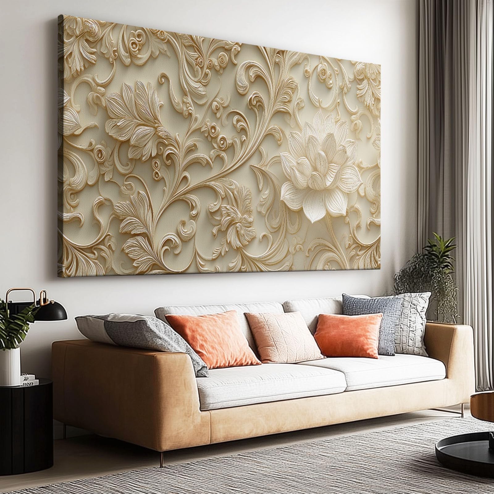 Genérico Cuadros en Lienzo con Marco Relieves Flores Vides 70x50cm Cuadro Decoracion, Arte para Pared, Laminas Decorativas Grande XXL para Dormitorio Salon Baño Pasillo Hogar