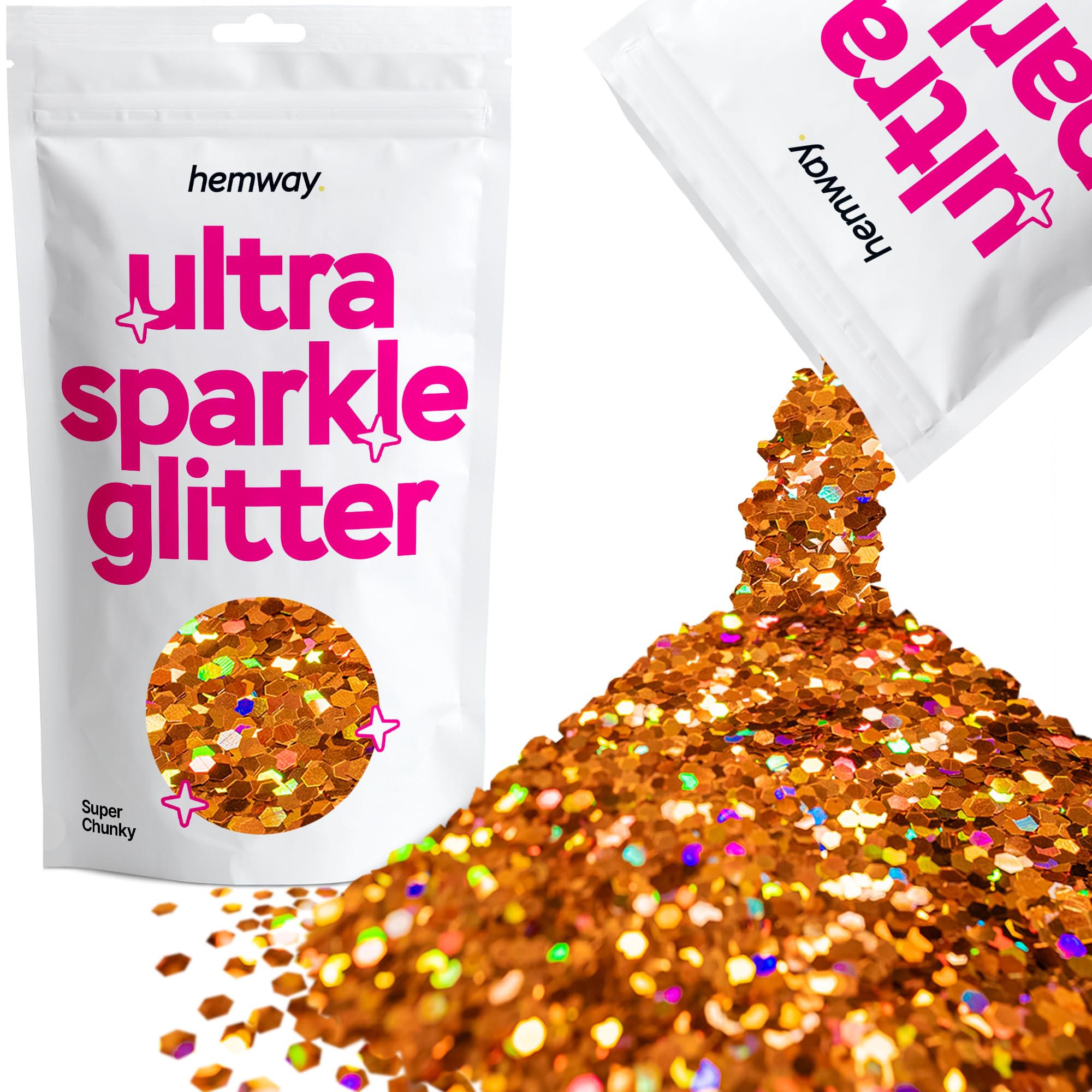 Hemway Ultra Sparkle Glitter Baby Pink Iridescent 100g Fine | Glitter for Arts & Craft, Makeup, Nail Art, Crafting, Card Making, Sparkle Decoration — view 56