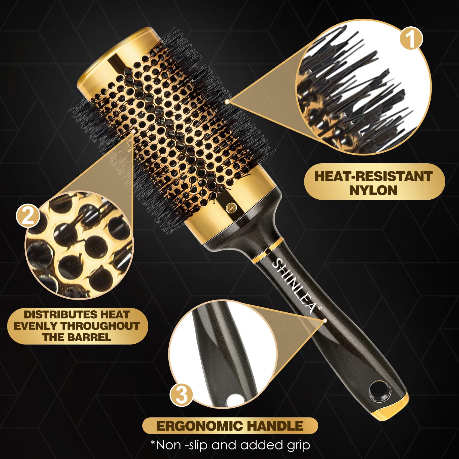 Hair Brush, SHINLEA Round Brush for Blow Drying 53MM Aluminium Curly Hair brush - Image 2