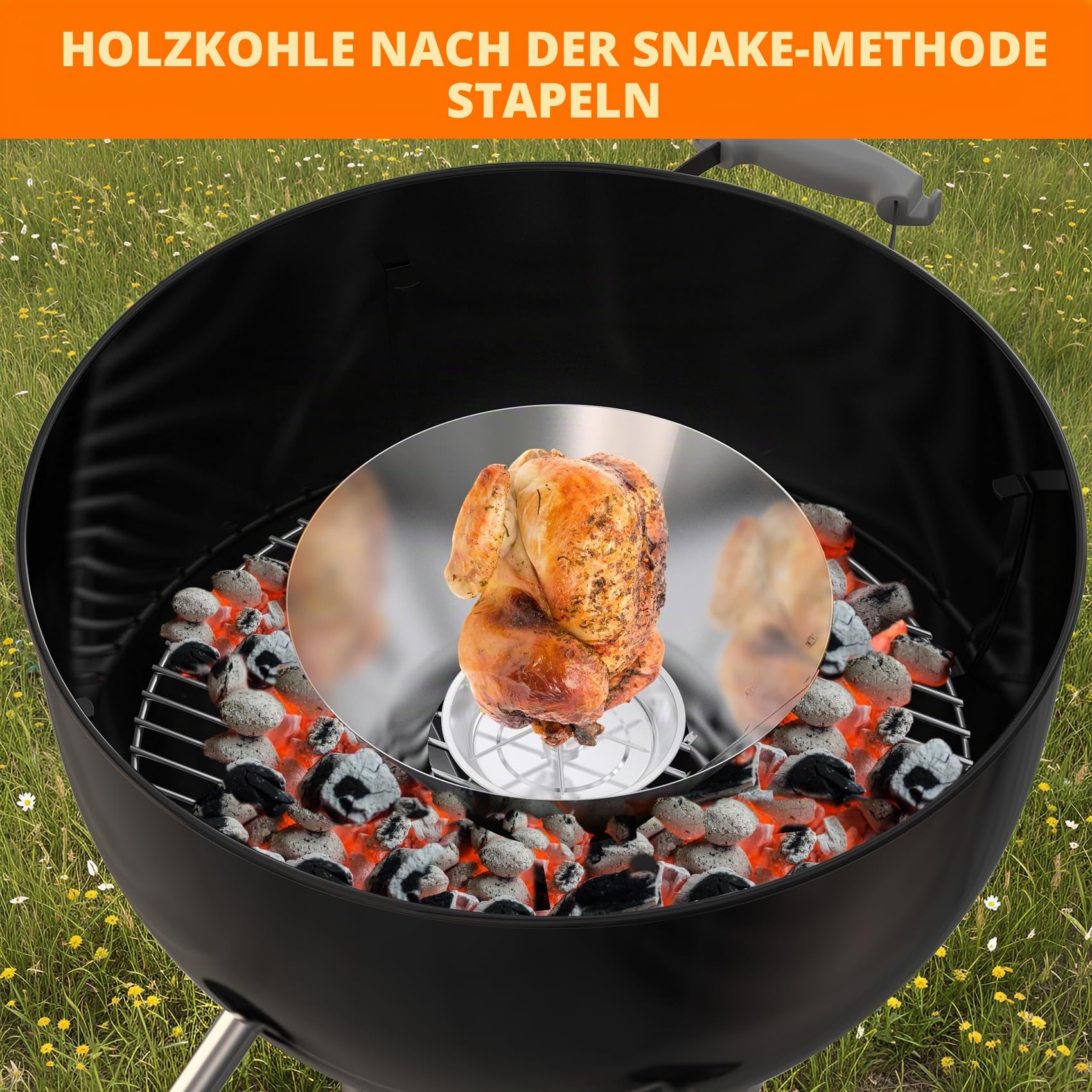 onlyfire Edelstahl Kohlekorb für Weber Kugelgrill Holzkohlegrill Keramikgrills Holzkohle Briketthalter