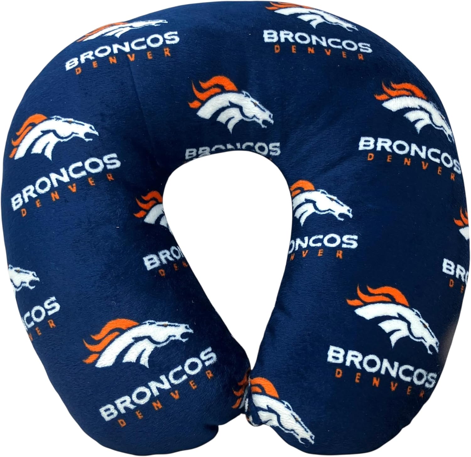 Pegasus Home Fashions NFL Denver Broncos U-Neck Polyester Repeat Team Logo Travel Pillow, One Size, Team Colors