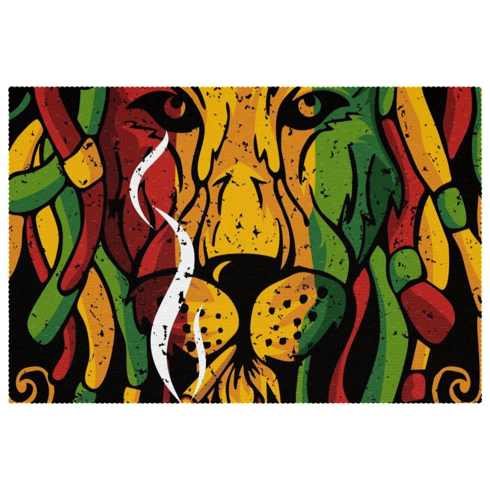 Set de table rasta Lion x6 antidérapant et résistant à la chaleur de 30x45 cm