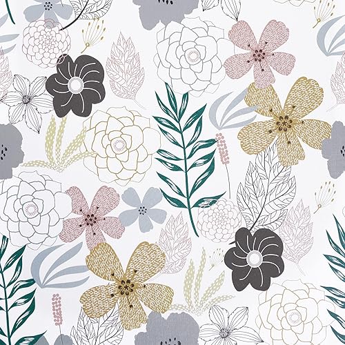 Mecpar Papel tapiz floral para despegar y pegar de 17.71 x 78.7 pulgadas, papel de contacto con flores perennes rosas, vinilo autoadhesivo,