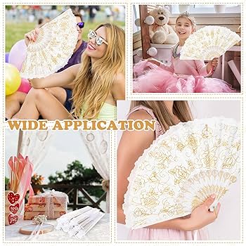 Amazon.com: Roowest 12 Pcs Rose Lace Fan Handheld Floral Folding