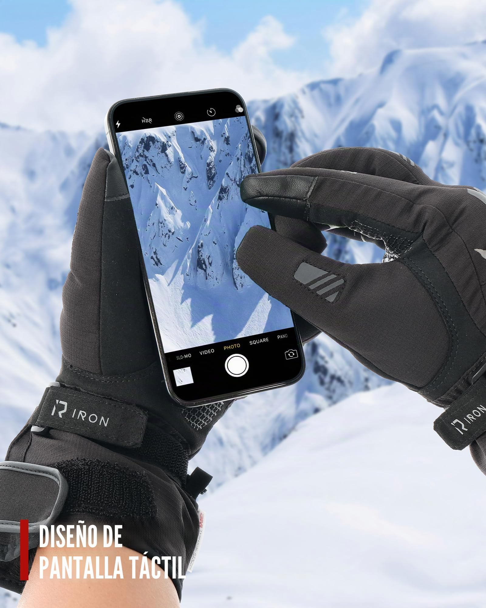 RIDEIRON Guantes Moto Invierno Hombre Mujer, Guantes de Moto Invierno Impermeables Cortaviento con 3M Thinsulate, Función Táctil y Protección de Nudillos, Guantes Antideslizantes Reflectantes