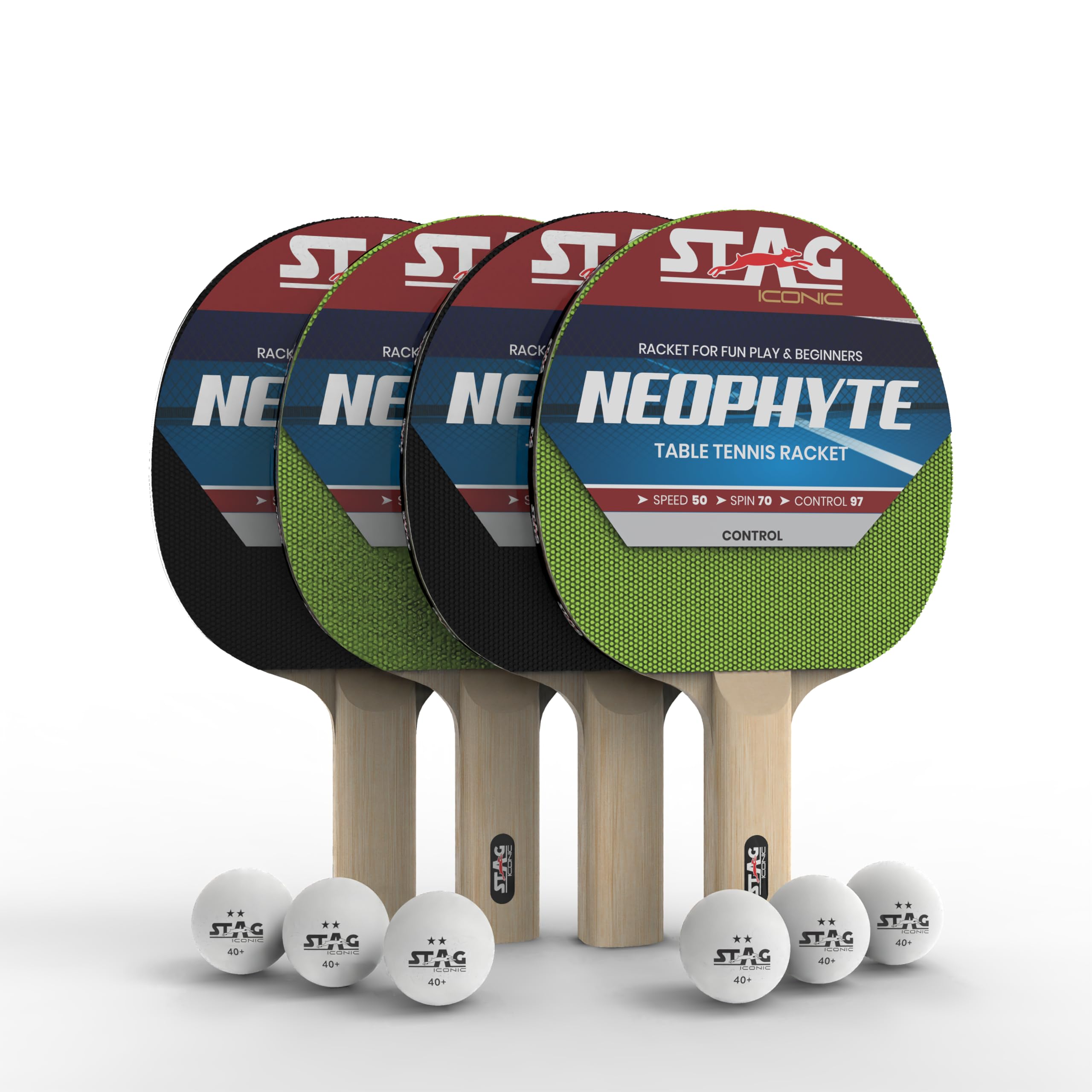 Stag Iconic Neophyte Beginner Series Table Tennis (T.T) PlaySet| Discover Ping Pong Game with Vibrant, Playful Color Rackets 4 Player Game Set with TT Balls| Perfect for New Players & Recreational Fun (B0CWLJBJDP) Amazon Price History, Amazon Price Tracker